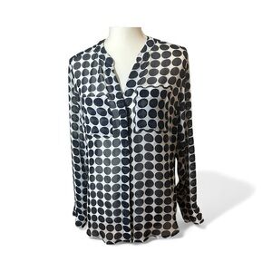 EUC Beautiful Blue and White Polka Dot Sheer Blouse by Gap.